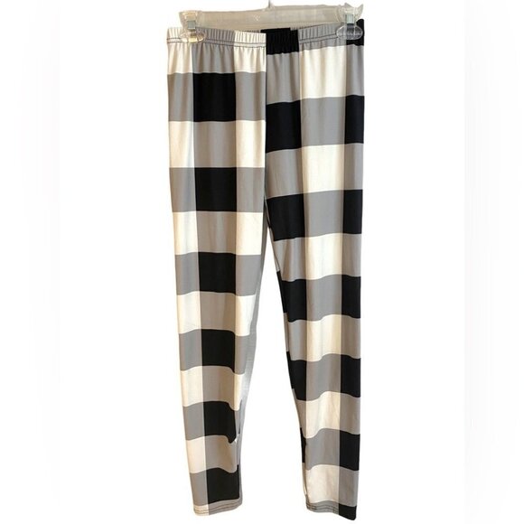 Buffalo  Plaid Leggings Ladies Medium Grey Scale - Picture 1 of 9